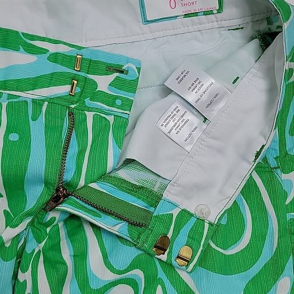 Lilly Pulitzer Women's The Chipper Short in Green Blue White Size 0 ALTERED FLAW - Picture 3 of 13